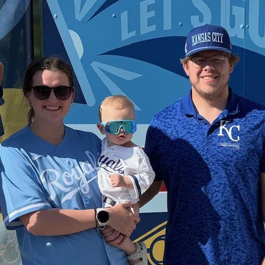 Dr. Kayla Burdette with her husband, Jace, and their son, JJ
